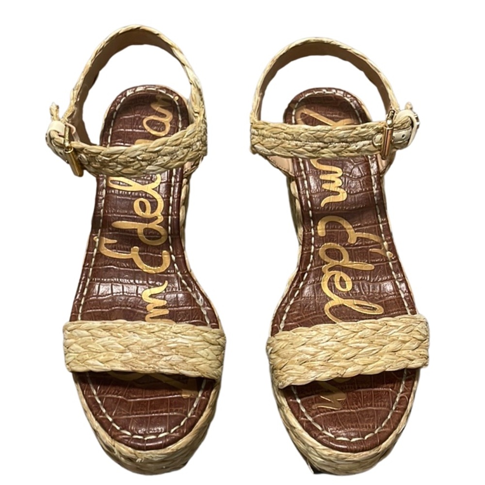 Sam Edelman Women's Deena Raffia Wedge Heel Platform Sandals Size 9